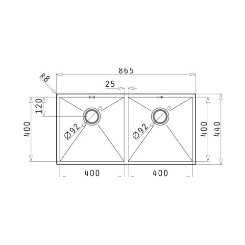ΝΕΡΟΧΥΤΗΣ ΕΝΘΕΤΟΣ PYRAMIS Tetragon (86,5x44) 2B Inox Σατινέ 86,5x44 cm